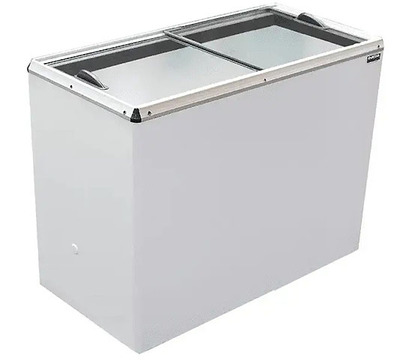 CONGELADOR HORIZONTAL 110 CM FRENTE LUCES LED CRISTAL PLANO MARCO DE ALUMINIO SIN RODAJAS