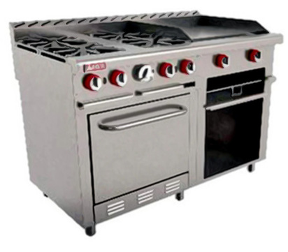 ESTUFA 4 QUEMADORES  PLANCHA  GRATINADOR 53 AI 430 EXT  ALUMINIZADO INT
