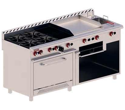 ESTUFA  ASADOR  PLANCHA  FREIDOR  HORNO  GRATINADOR 72  AI 430 EXT  ALUMINIZADO INT