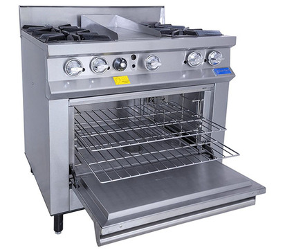 ESTUFA DE 4QUEMADORES PARRILLA PLANCHA HORNO EN AIFRENTE 0917M-FONDO 076M-ALTO 1035M