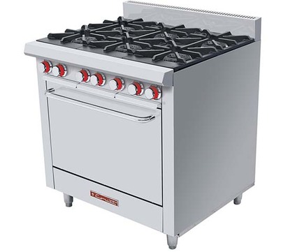 ESTUFA DE 6 QUEMADORES ABIERTOS TIPO JUMBO HORNO MEDIANO  MEDIDAS INTERIORES 0470 M F 0590 A 042