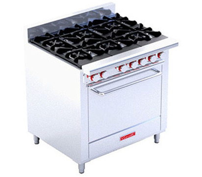 ESTUFA DE 6 QUEMADORES ABIERTOS TIPO JUMBO HORNO MEDIANO  MEDIDAS INTERIORES 0470 M F 0590 A 042