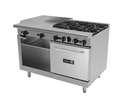 ESTUFA MULTIPLE A 4 FUEGOS ABIERTOS PLANCHA24 HORNO Y GRATINADOR