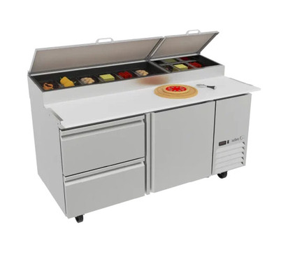 MESA REFRIG DE PREP - PIZZAS TABLA DE CORTE DE 19 2 CAJONES  1 PUERTA