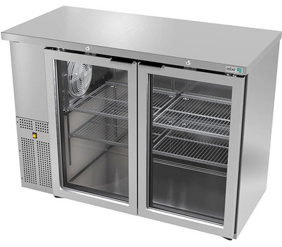 REFRIGERADOR DE CONTRA BARRA EN AI - 2 PUERTAS DE CRISTAL - CERRADURAS EN PUERTAS - LUZ INT - SLI