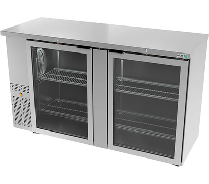 REFRIGERADOR DE CONTRA BARRA EN AI - 2 PUERTAS DE CRISTAL - CERRADURAS EN PUERTAS - LUZ INT - SLI