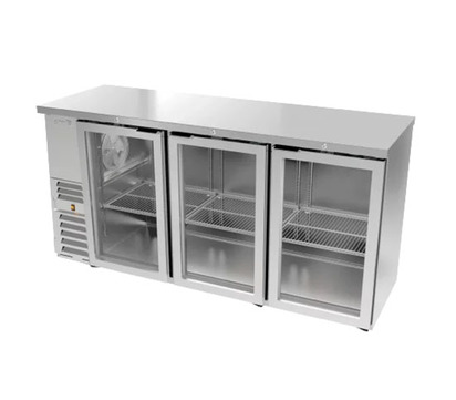 REFRIGERADOR DE CONTRA BARRA EN AI - 3 PUERTAS DE CRISTAL - CERRADURAS EN PUERTAS - LUZ INT - SLI
