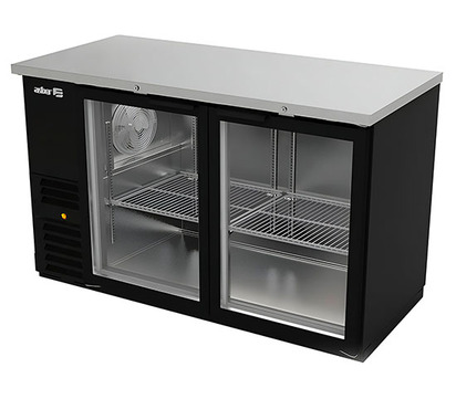 REFRIGERADOR DE CONTRA BARRA EN VINYL NEGRO - 2 PUERTAS DE CRISTAL  - CERRADURAS EN PUERTAS  LUZ IN