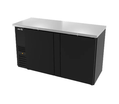REFRIGERADOR DE CONTRA BARRA EN VINYL NEGRO - 2 PUERTAS SOLIDAS - CERRADURAS EN PUERTAS - LUZ INT