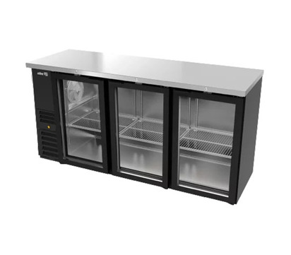 REFRIGERADOR DE CONTRA BARRA EN VINYL NEGRO - 3 PUERTAS DE CRISTAL - CERRADURAS EN PUERTAS - LUZ INT
