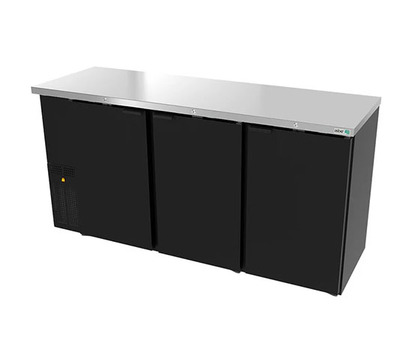 REFRIGERADOR DE CONTRA BARRA EN VINYL NEGRO - 3 PUERTAS SOLIDAS - CERRADURAS EN PUERTAS - LUZ INT