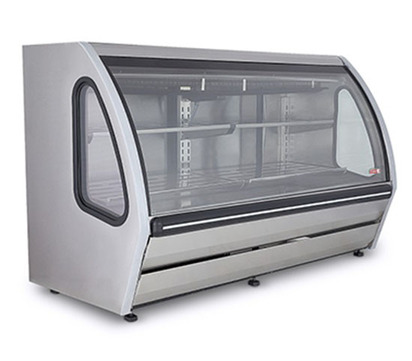 VITRINA EXHIBIDORA DE VIDRIO CURVO 182CM FRENTE EXTERIOR E