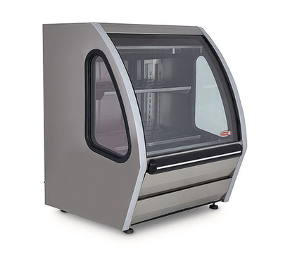 VITRINA EXHIBIDORA DE VIDRIO CURVO 915CM FRENTE EXTERIOR E