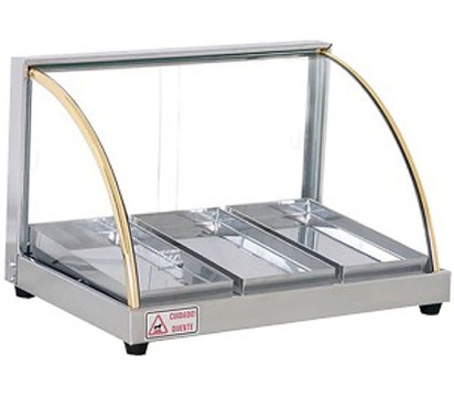 VITRINA UN PISO ECONOMICA SILUNINACION C 3 BANDEJAS DE 14X28X2 CMS EN AI DE 0 A 120C   250W1